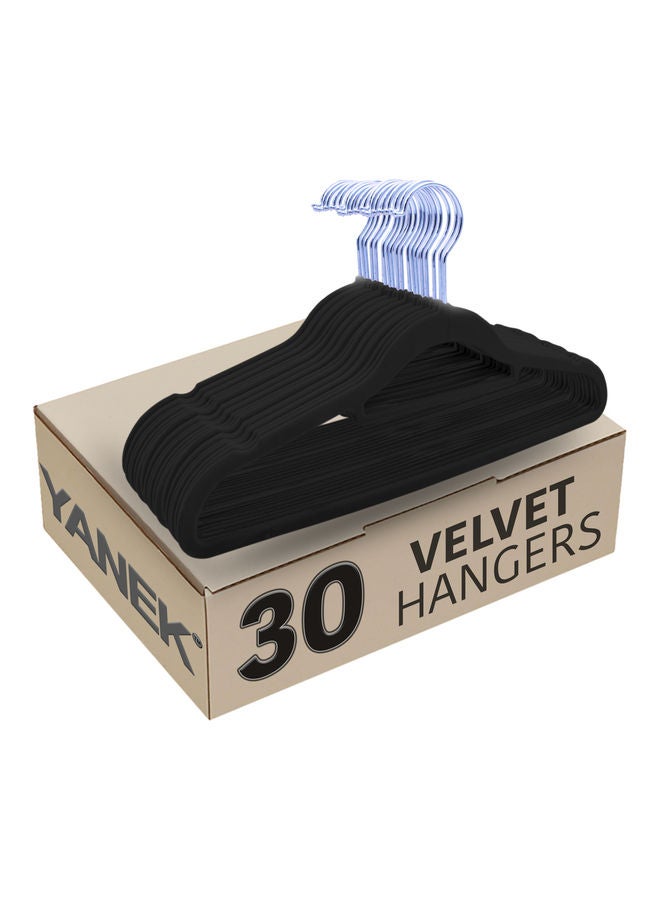 YANEK 30-Piece Non-Slip Velvet Cloth Hanger Set Black  - Image 1