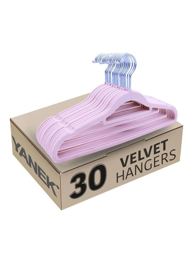 YANEK 30-Piece Non-Slip Velvet Cloth Hanger Set Pink  - Image 1