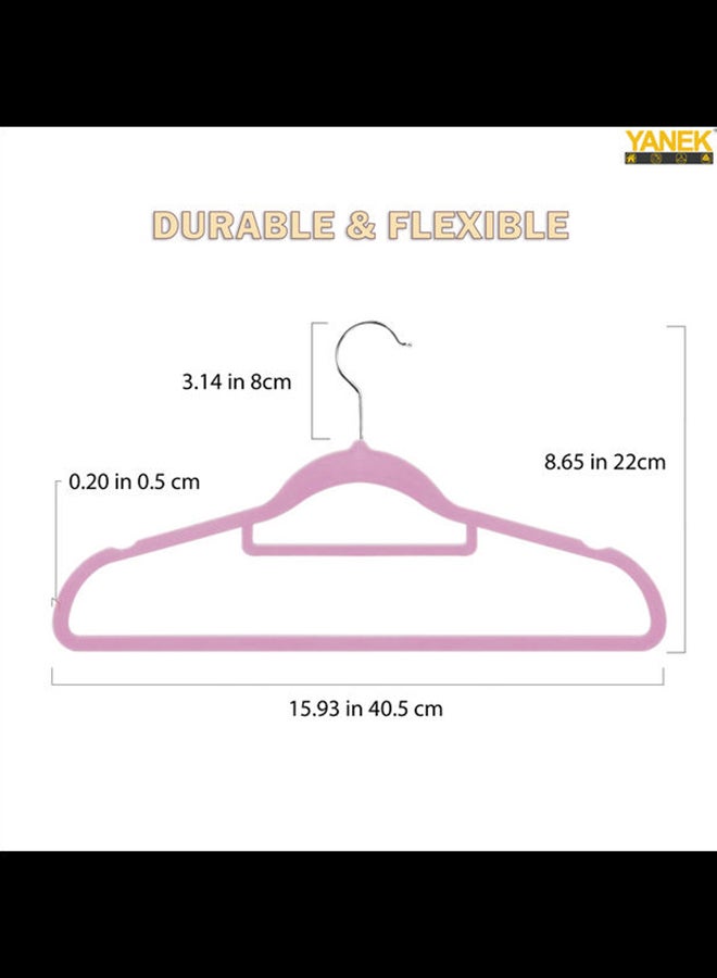 YANEK 30-Piece Non-Slip Velvet Cloth Hanger Set Pink  - Image 5