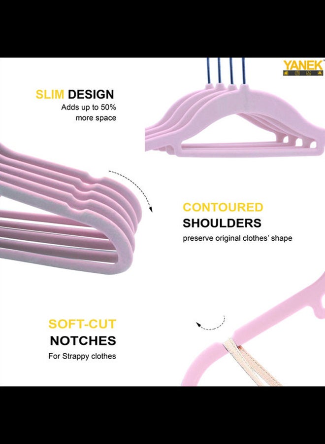 YANEK 30-Piece Non-Slip Velvet Cloth Hanger Set Pink  - Image 2
