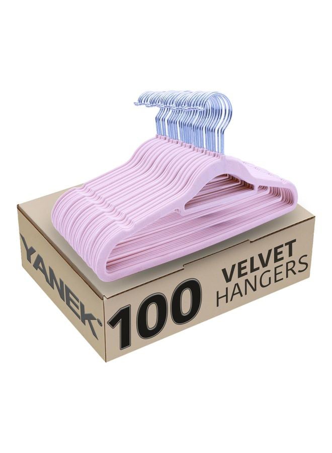 YANEK - 100-Piece Non-Slip Velvet Cloth Hanger Set Pink - Image 1