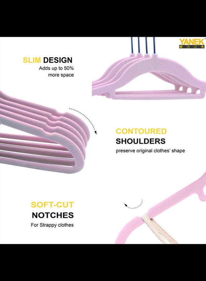 YANEK - 100-Piece Non-Slip Velvet Cloth Hanger Set Pink - Image 1