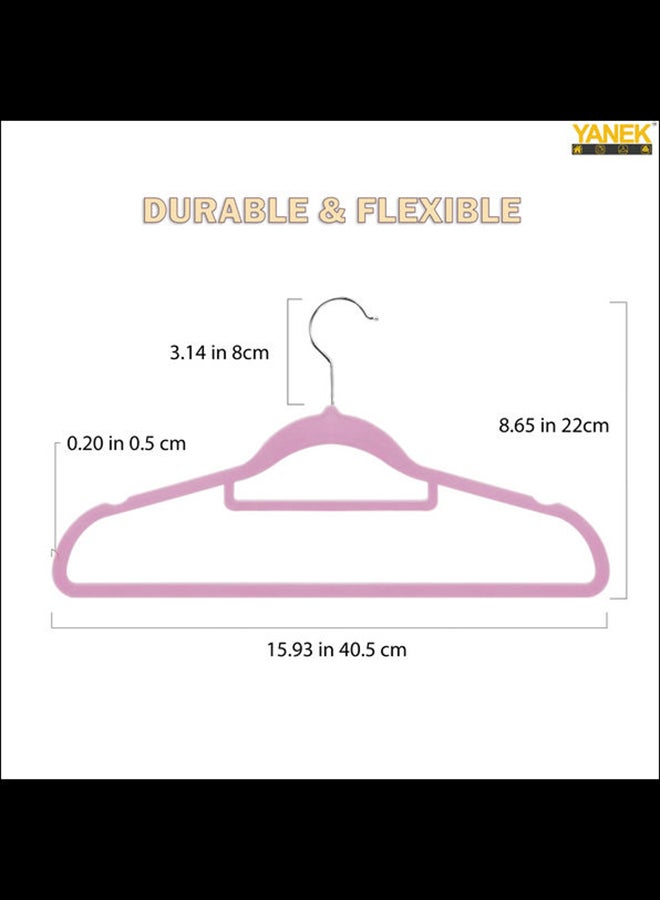 YANEK - 100-Piece Non-Slip Velvet Cloth Hanger Set Pink - Image 1