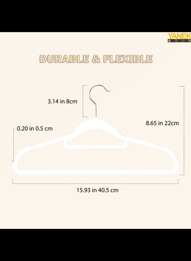 YANEK Yanek Non-Slip Velvet Hangers – Ultra-Thin, Heavy-Duty, 360° Rotating Hook |Suit, Coat, Clothes Hanger Pack Of 100 (White) White  - Image 5