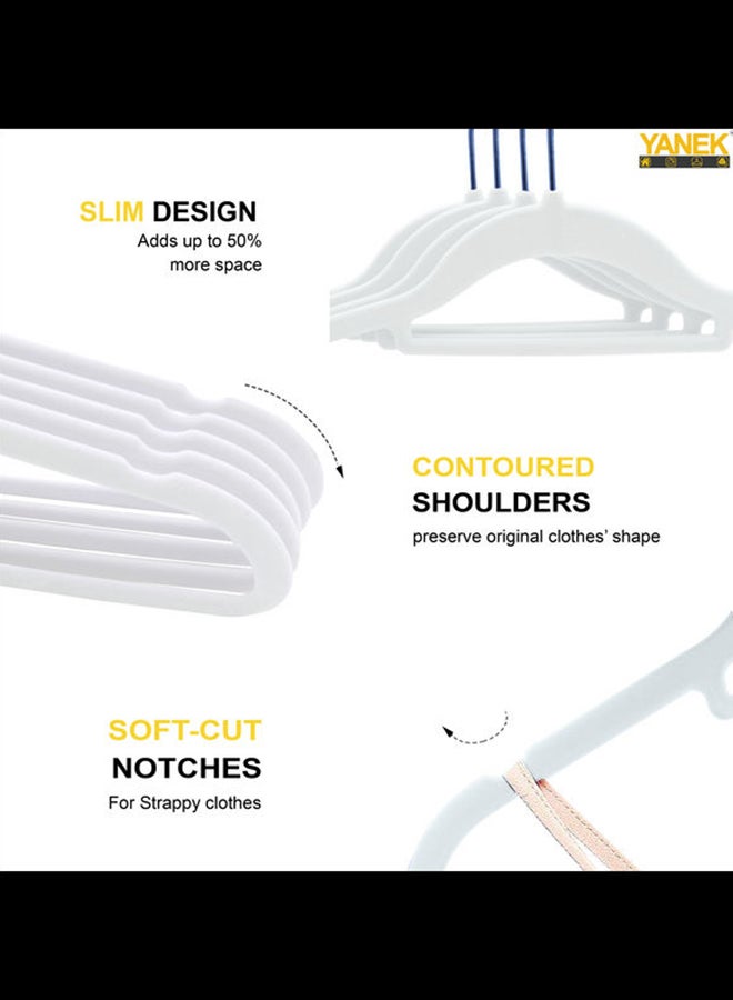 YANEK Yanek Non-Slip Velvet Hangers – Ultra-Thin, Heavy-Duty, 360° Rotating Hook |Suit, Coat, Clothes Hanger Pack Of 100 (White) White  - Image 2