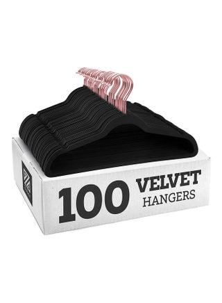100-Piece Non-Slip Velvet Cloth Hanger Set Black Black - v1638081762/N51799585A_1