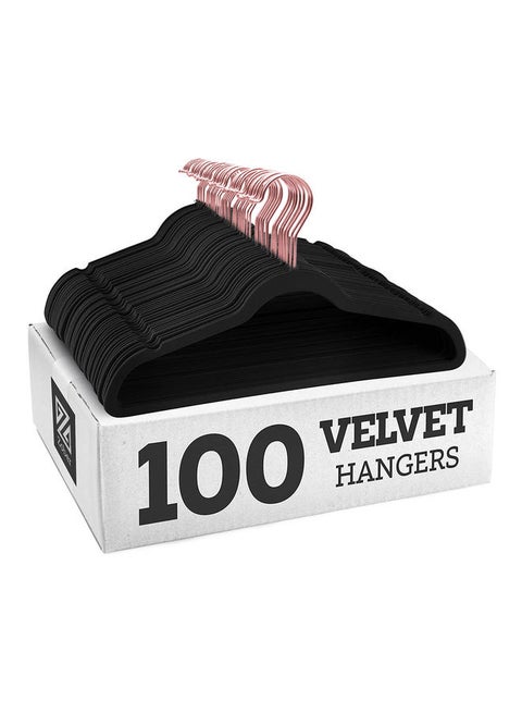 100-Piece Non-Slip Velvet Cloth Hanger Set Black Black
