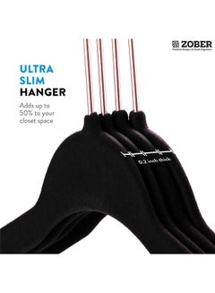 Zober Non - Slip Velvet Hangers - Suit Hangers (100 Pack) Ultra Thin - Black