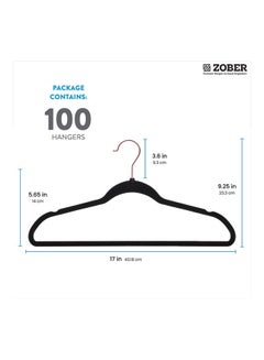 Zober Velvet Ultra Slim Non Slip Shirt Hangers, 100 Pack, Black