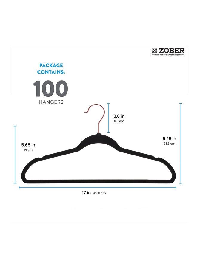 100-Piece Non-Slip Velvet Cloth Hanger Set Black Black