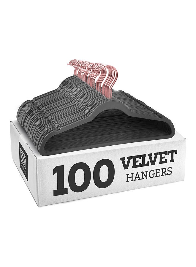 ZOBER 100-Piece Non-Slip Velvet Cloth Hanger Set Grey Grey - Image 1