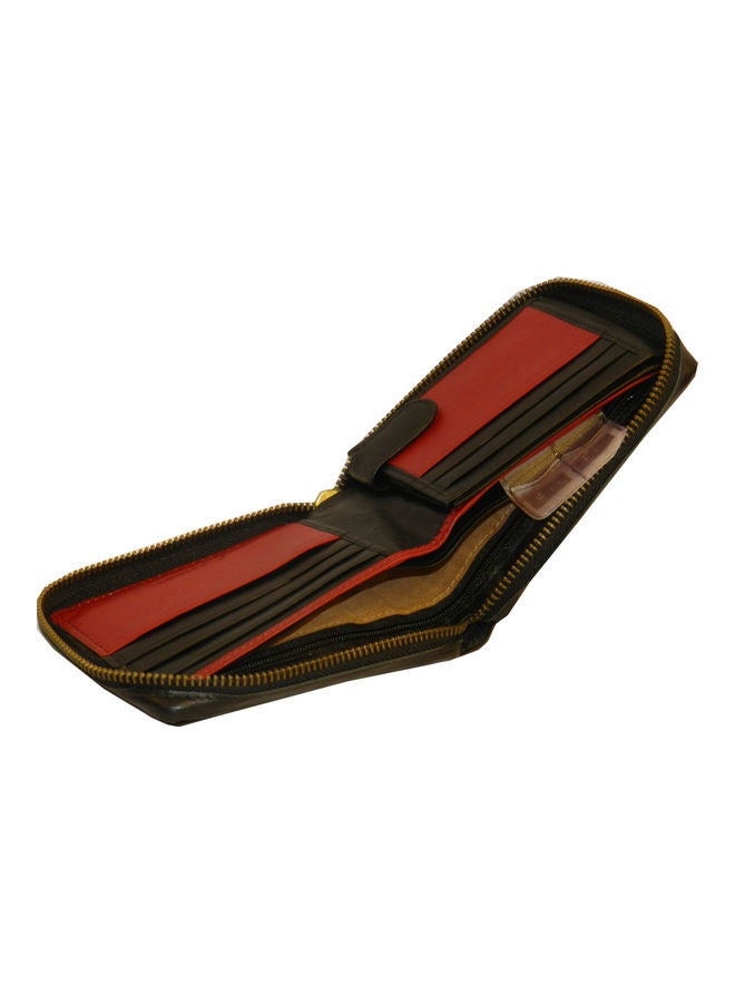 LAVERI LEATHER Genuine Leather Designer Wallet With Zipper Black - Image 2