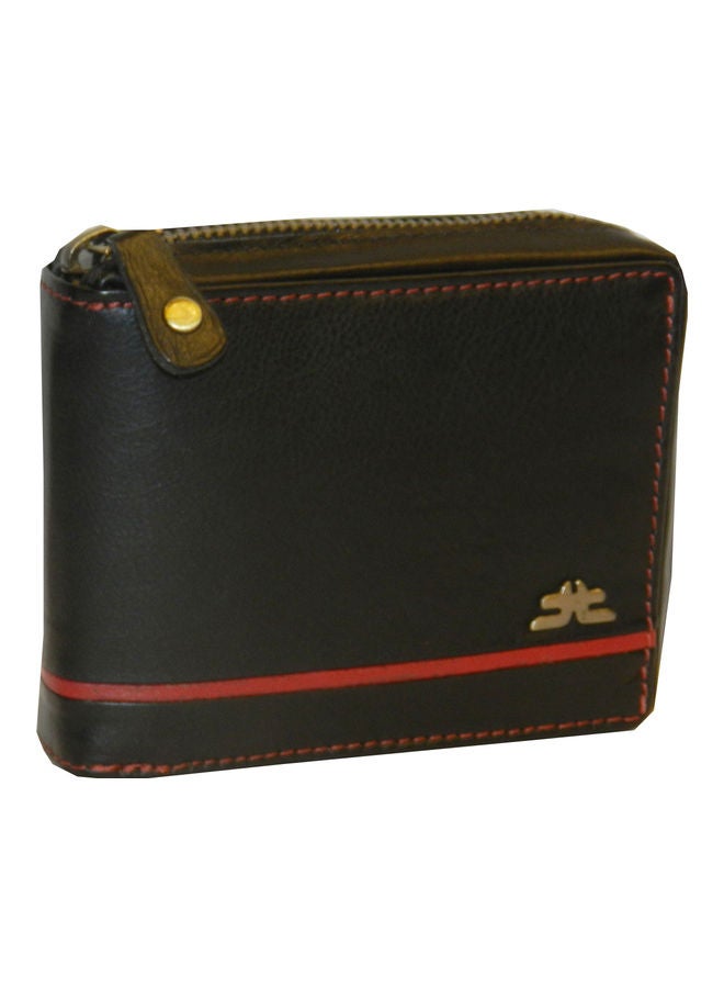 LAVERI LEATHER Genuine Leather Designer Wallet With Zipper Black - Image 1