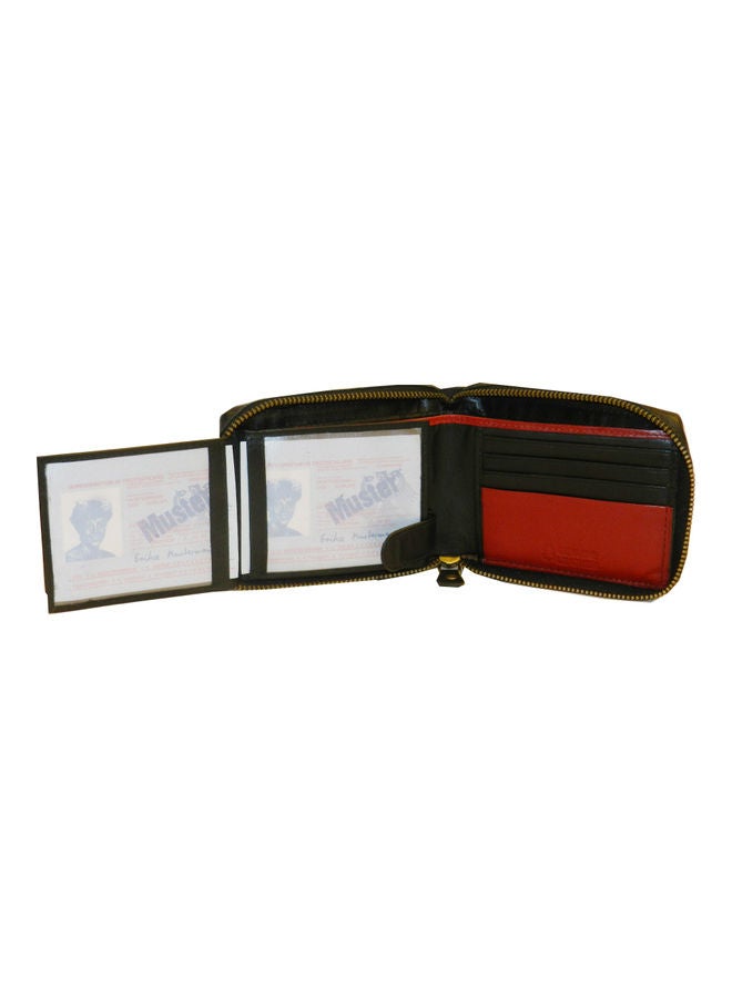 LAVERI LEATHER Genuine Leather Designer Wallet With Zipper Black - Image 4