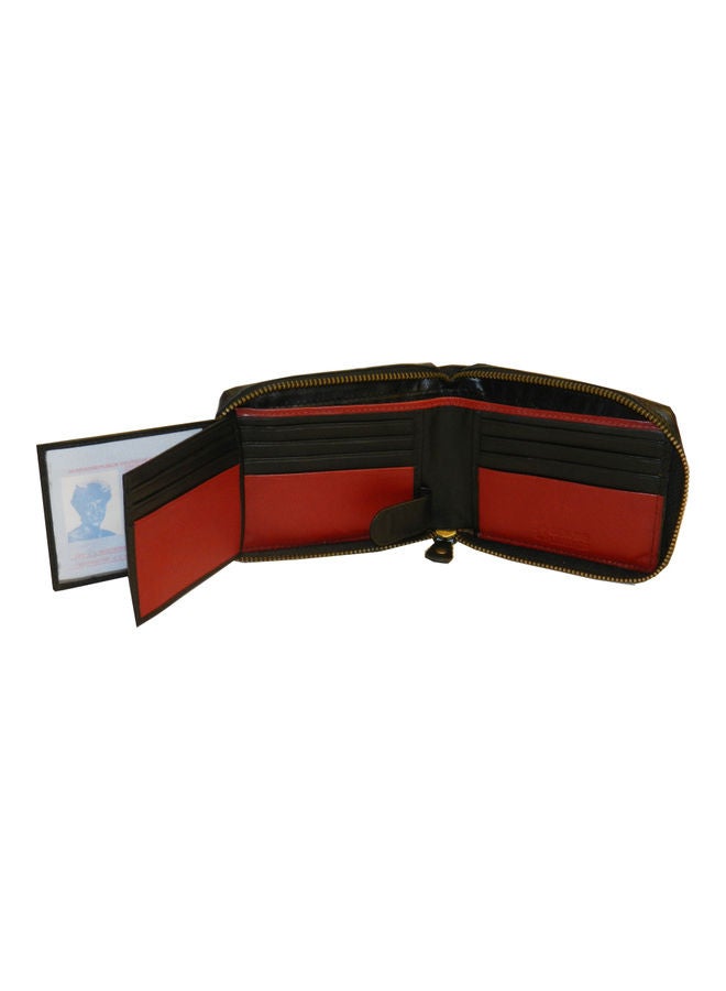 LAVERI LEATHER Genuine Leather Designer Wallet With Zipper Black - Image 5