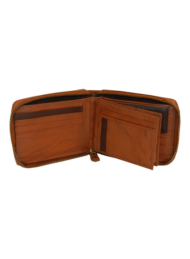 LAVERI LEATHER Genuine Leather Designer Wallet With Zipper Rust  - Image 2
