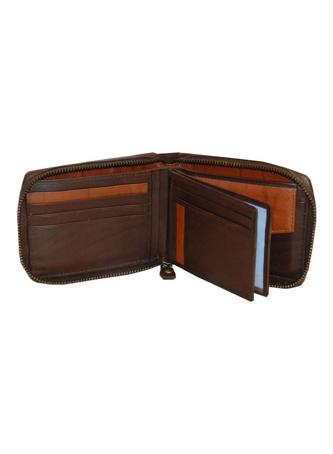 LAVERI LEATHER Genuine Leather Designer Wallet With Zipper Dark Brown  - Image 3
