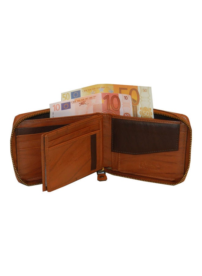 LAVERI LEATHER Genuine Leather Designer Wallet With Zipper Rust  - Image 4
