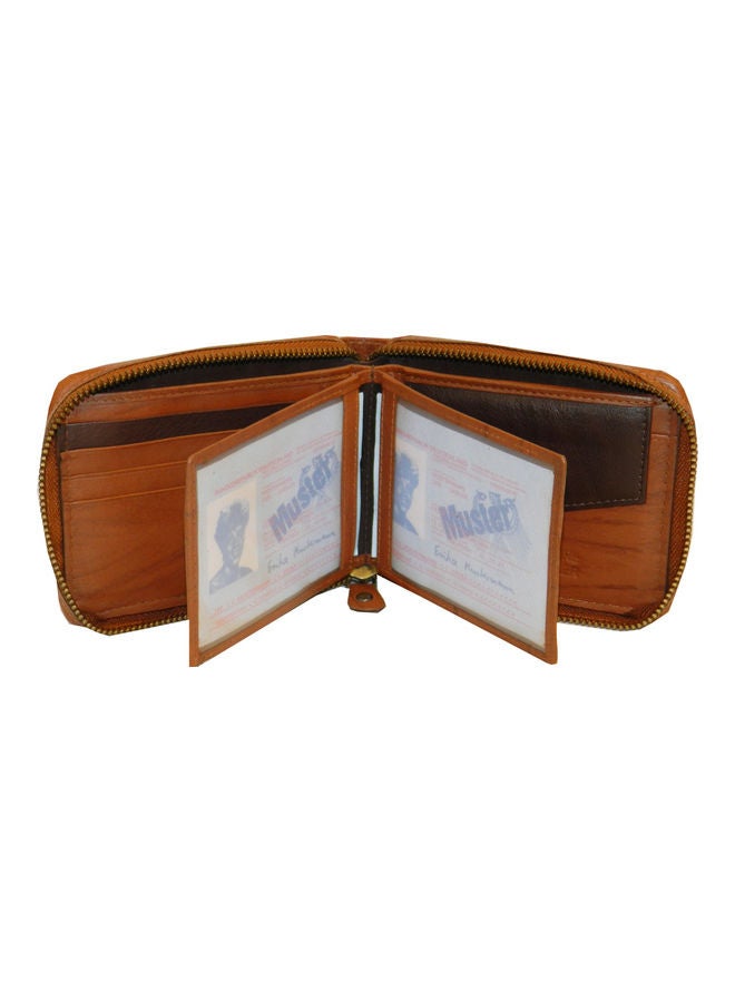 LAVERI LEATHER Genuine Leather Designer Wallet With Zipper Rust  - Image 5