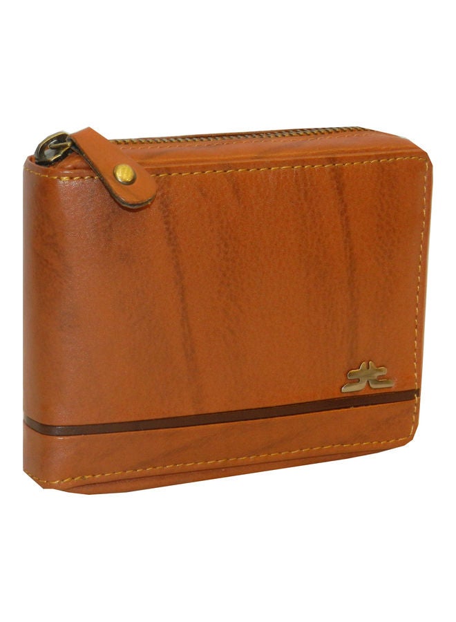 LAVERI LEATHER Genuine Leather Designer Wallet With Zipper Rust  - Image 1