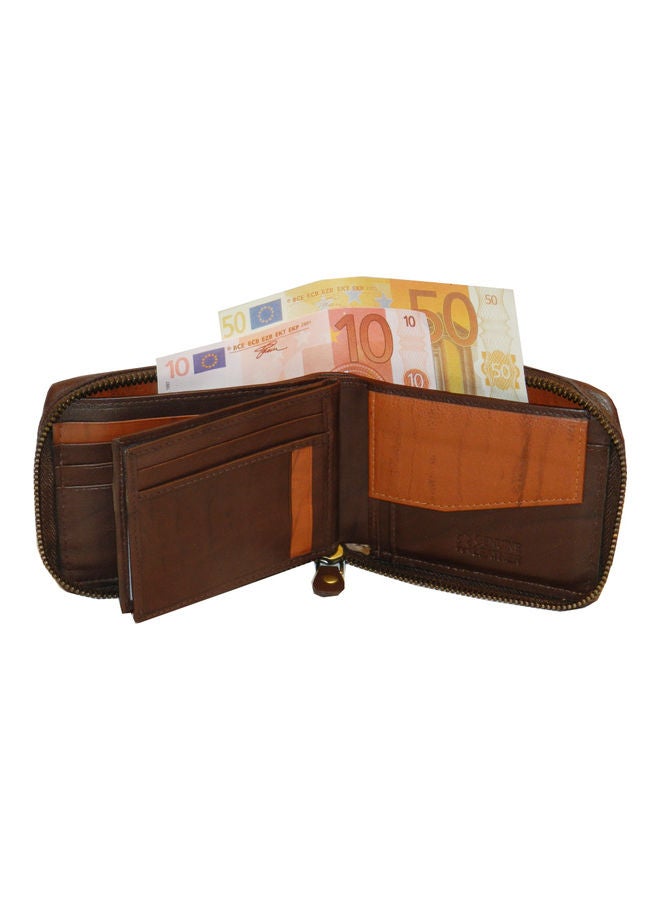 LAVERI LEATHER Genuine Leather Designer Wallet With Zipper Dark Brown  - Image 2