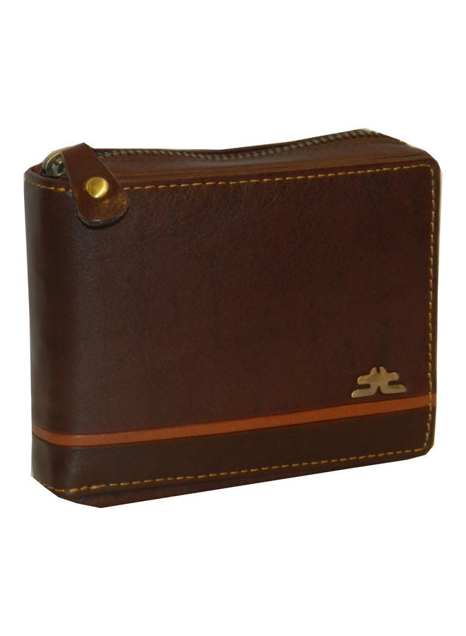 LAVERI LEATHER Genuine Leather Designer Wallet With Zipper Dark Brown  - Image 1
