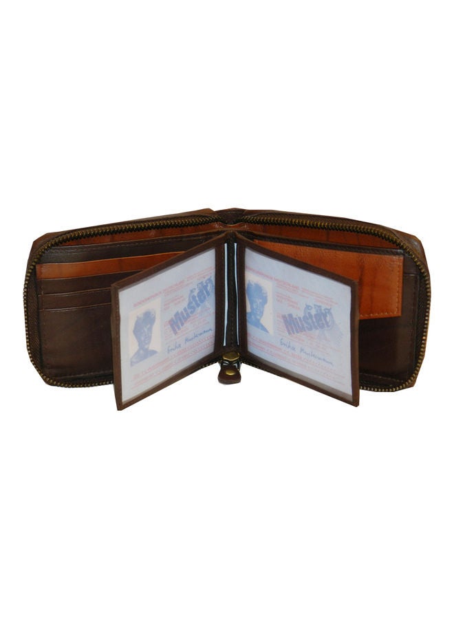 LAVERI LEATHER Genuine Leather Designer Wallet With Zipper Dark Brown  - Image 4