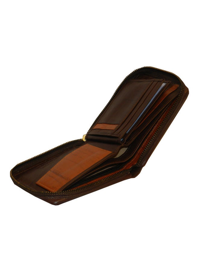 LAVERI LEATHER Genuine Leather Designer Wallet With Zipper Dark Brown  - Image 5