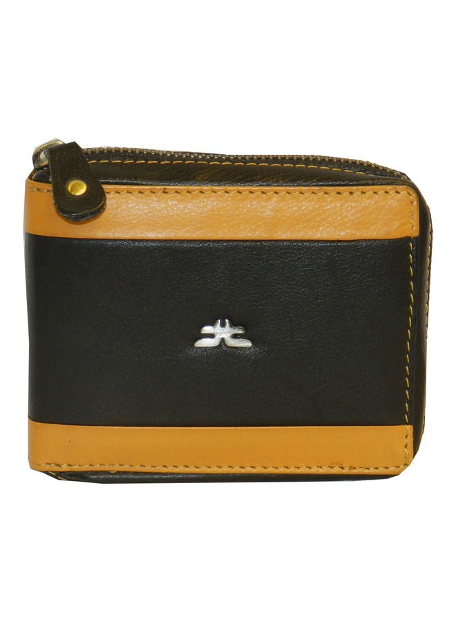 LAVERI LEATHER Genuine Leather Designer Wallet With Zipper Black  - Image 1
