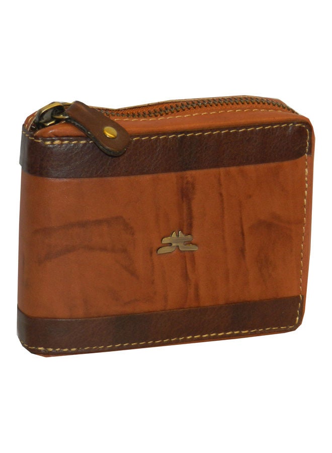 LAVERI LEATHER Genuine Leather Designer Wallet With Zipper Rust - Image 1
