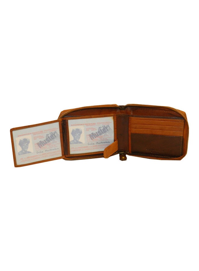 LAVERI LEATHER Genuine Leather Designer Wallet With Zipper Rust - Image 3