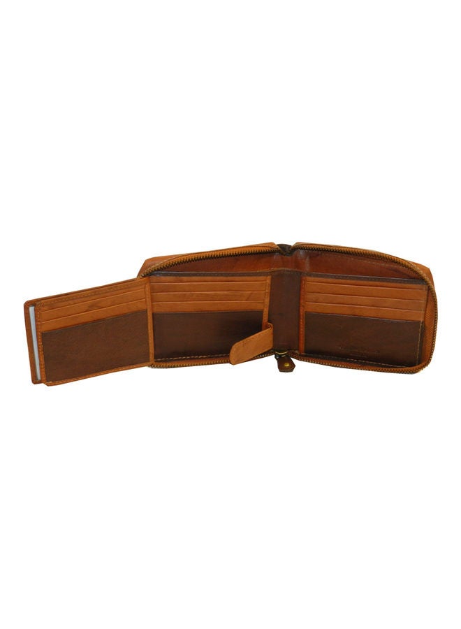 LAVERI LEATHER Genuine Leather Designer Wallet With Zipper Rust - Image 4