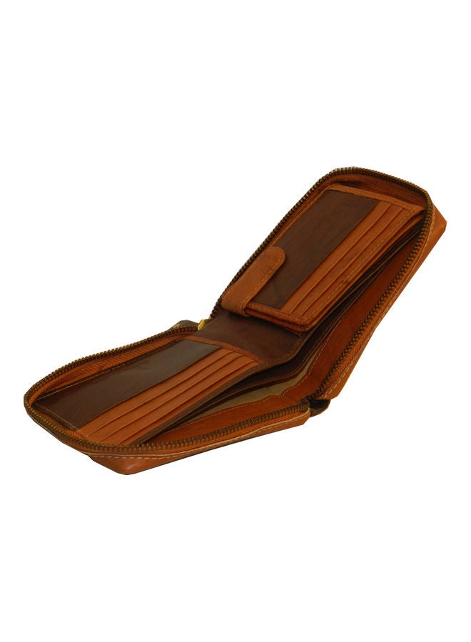 LAVERI LEATHER Genuine Leather Designer Wallet With Zipper Rust - Image 5