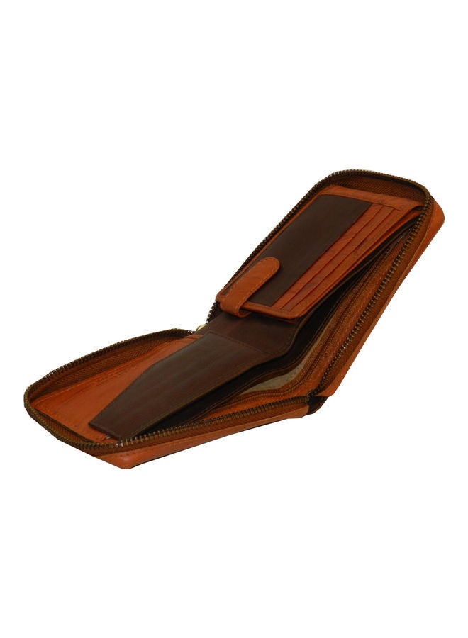 LAVERI LEATHER Genuine Leather Designer Wallet With Zipper Rust  - Image 2