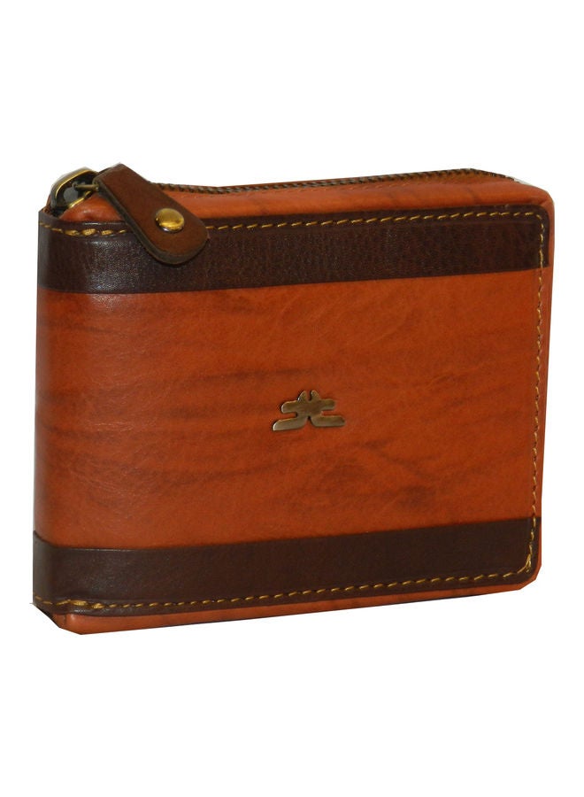 LAVERI LEATHER Genuine Leather Designer Wallet With Zipper Rust  - Image 1