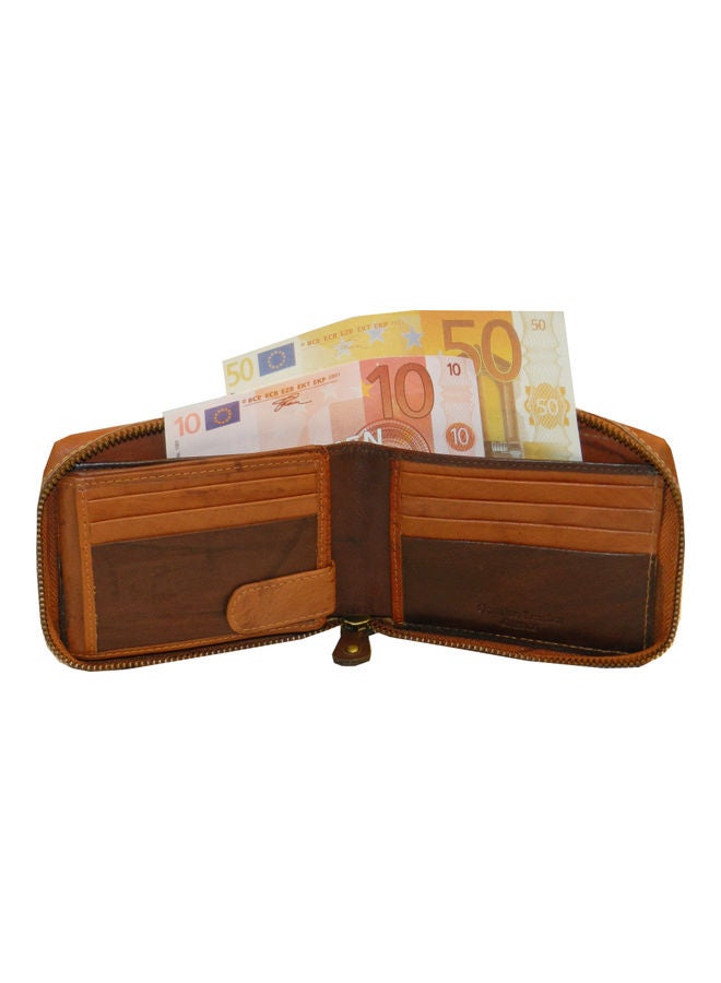 LAVERI LEATHER Genuine Leather Designer Wallet With Zipper Rust - Image 2