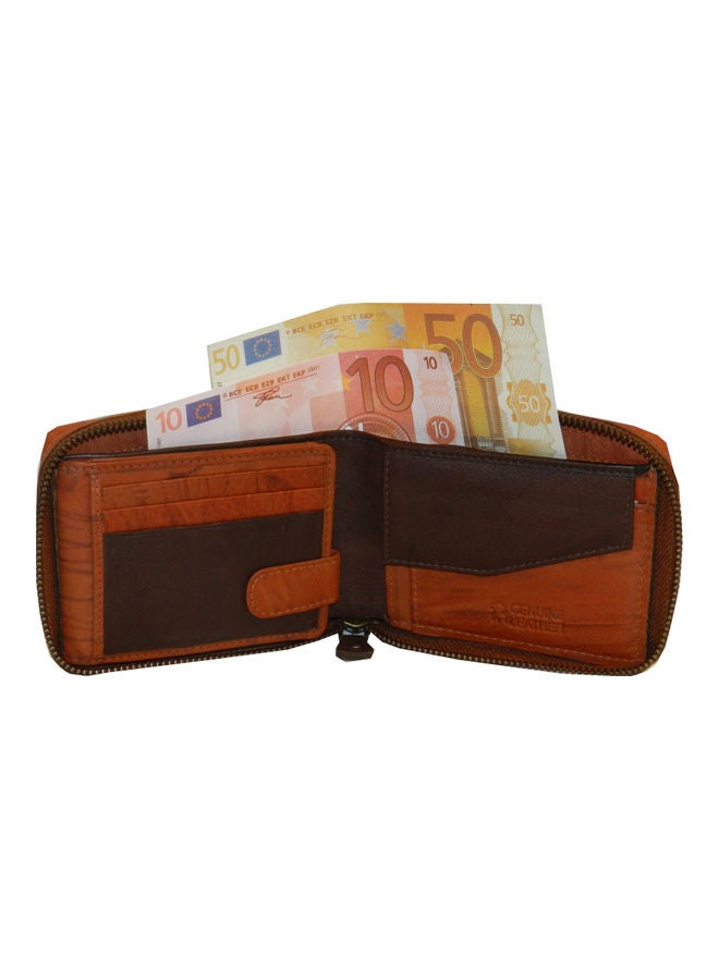 LAVERI LEATHER Genuine Leather Designer Wallet With Zipper Rust  - Image 3