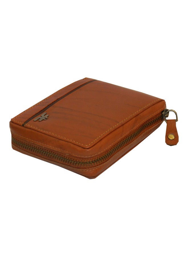 LAVERI LEATHER Genuine Leather Designer Wallet With Zipper Rust  - Image 2