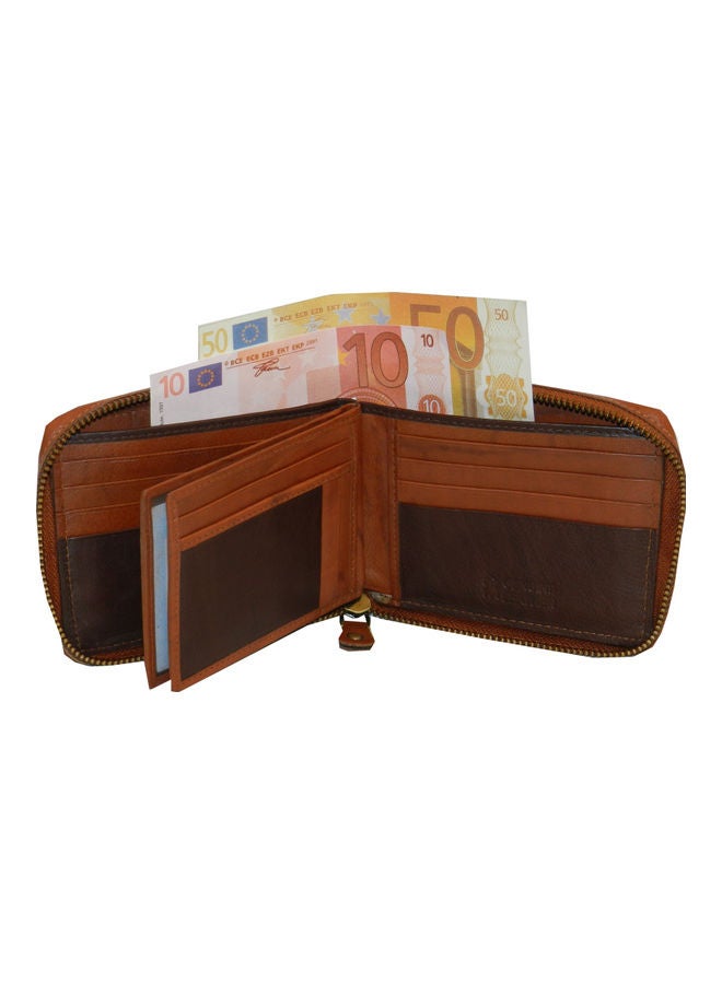 LAVERI LEATHER Genuine Leather Designer Wallet With Zipper Rust  - Image 3