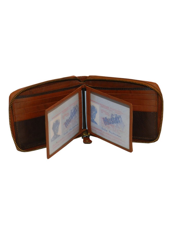 LAVERI LEATHER Genuine Leather Designer Wallet With Zipper Rust  - Image 4