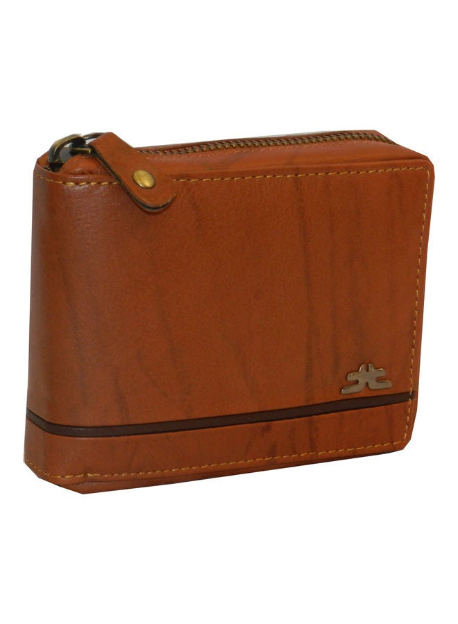 LAVERI LEATHER Genuine Leather Designer Wallet With Zipper Rust  - Image 1