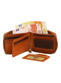 LAVERI LEATHER Genuine Leather Designer Wallet With Zipper Rust  - Image 2