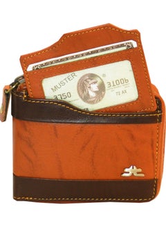 LAVERI LEATHER Genuine Leather Designer Wallet With Zipper Rust  - Image 1