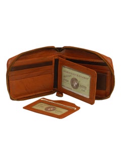 LAVERI LEATHER Genuine Leather Designer Wallet With Zipper Rust  - Image 3
