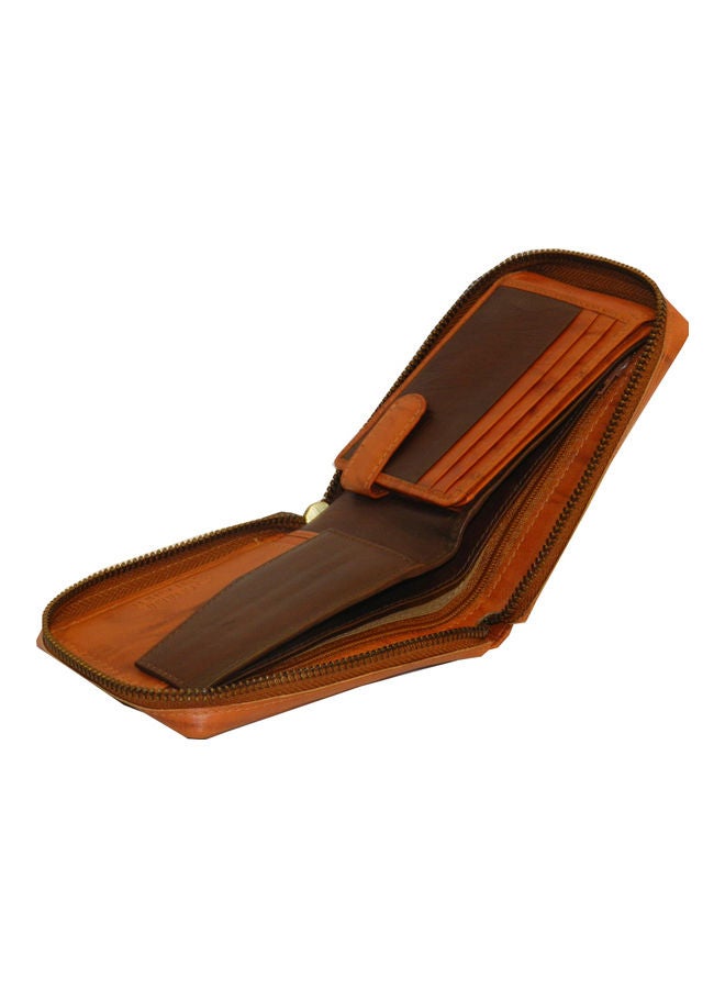 LAVERI LEATHER Genuine Leather Designer Wallet With Zipper Rust  - Image 2