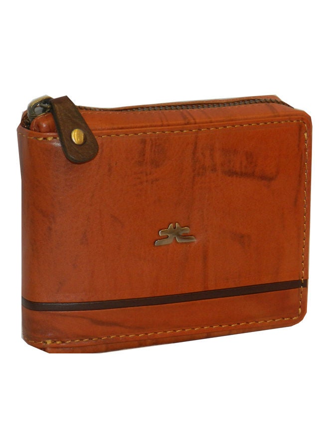 LAVERI LEATHER Genuine Leather Designer Wallet With Zipper Rust  - Image 1