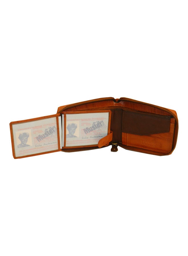 LAVERI LEATHER Genuine Leather Designer Wallet With Zipper Rust  - Image 4