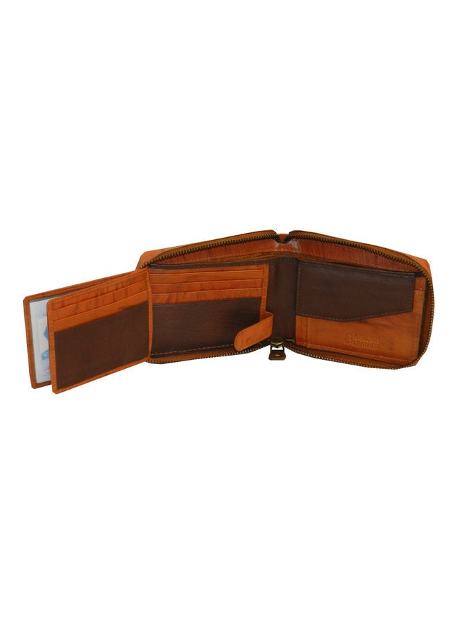 LAVERI LEATHER Genuine Leather Designer Wallet With Zipper Rust  - Image 5