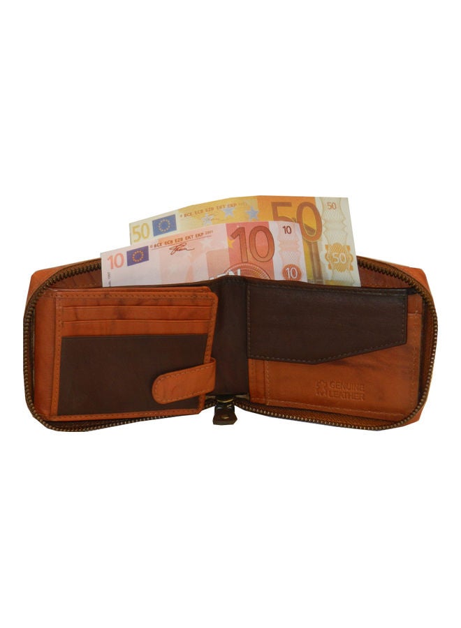 LAVERI LEATHER Genuine Leather Designer Wallet With Zipper Rust  - Image 3