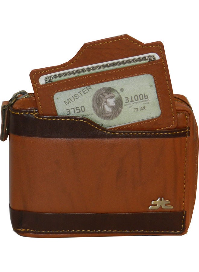 LAVERI LEATHER Genuine Leather Designer Wallet With Zipper Rust  - Image 2